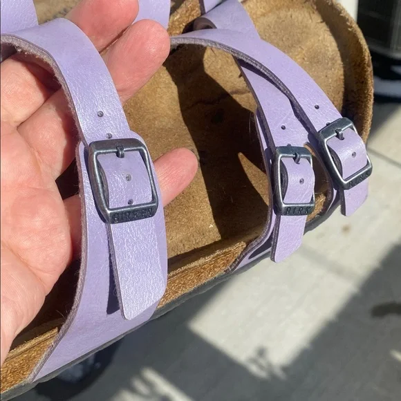 Birkenstock Women's Lavender Sandals with Blue Buckles - Picture 6 of 8